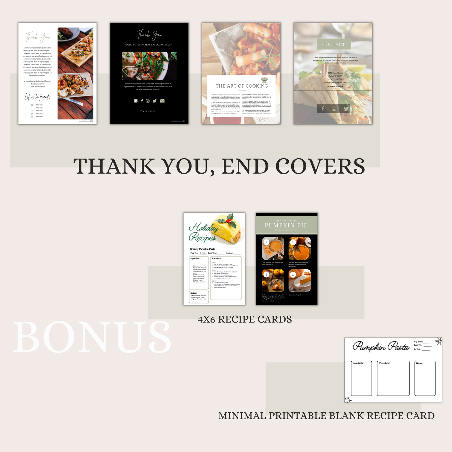 60+ Recipie Cookbook template