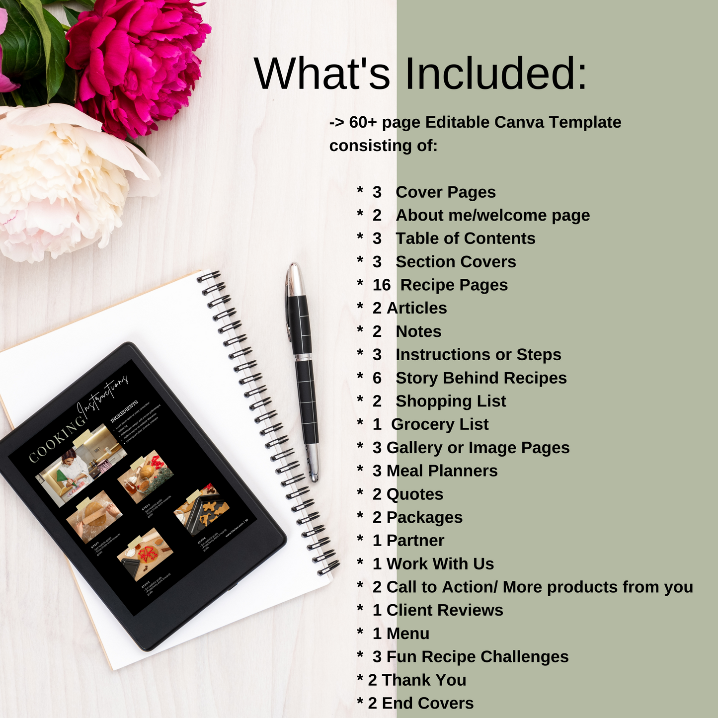 60+ Recipie Cookbook template