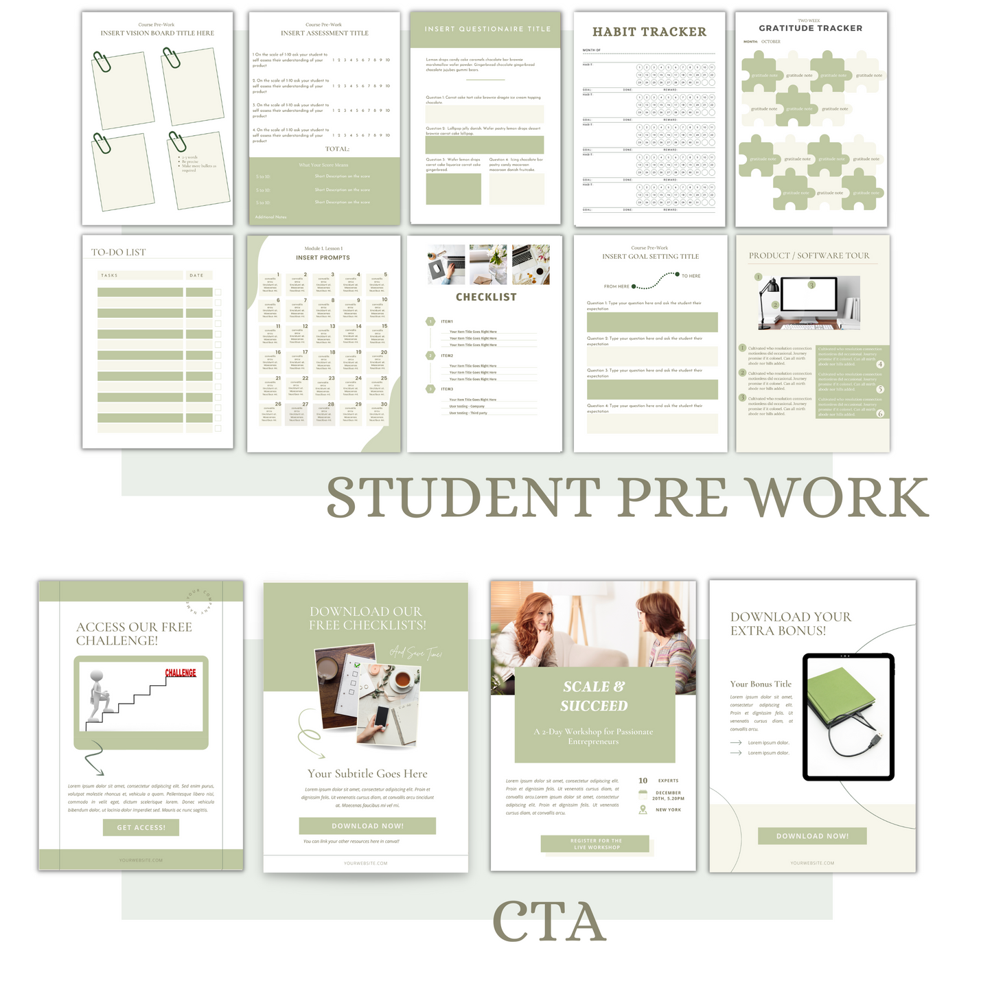 100 Ebook workbook template canva