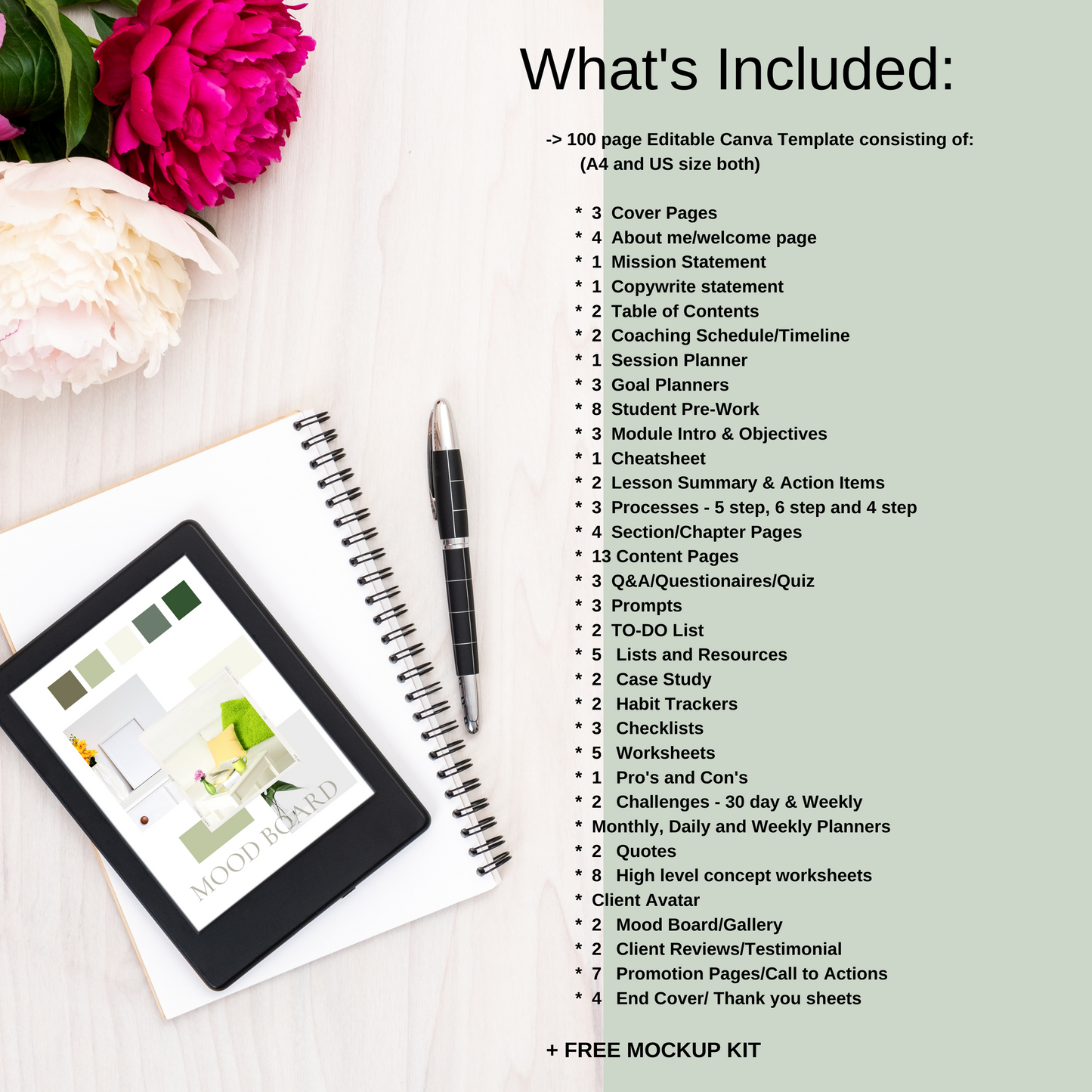 100 Ebook workbook template canva