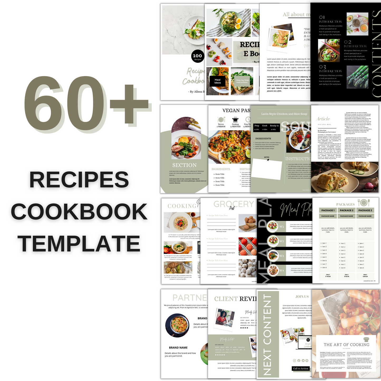 60+ Recipie Cookbook template