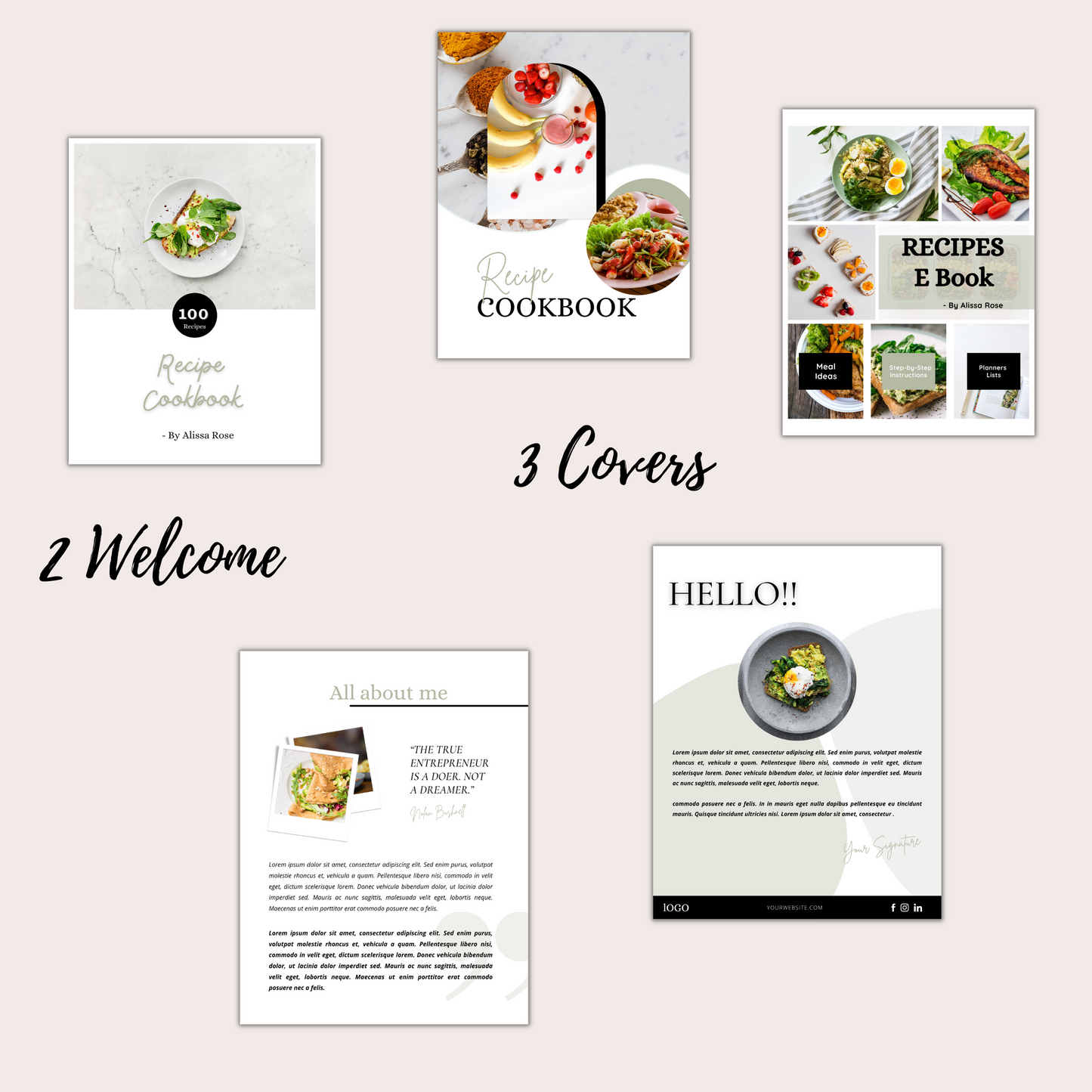 60+ Recipie Cookbook template