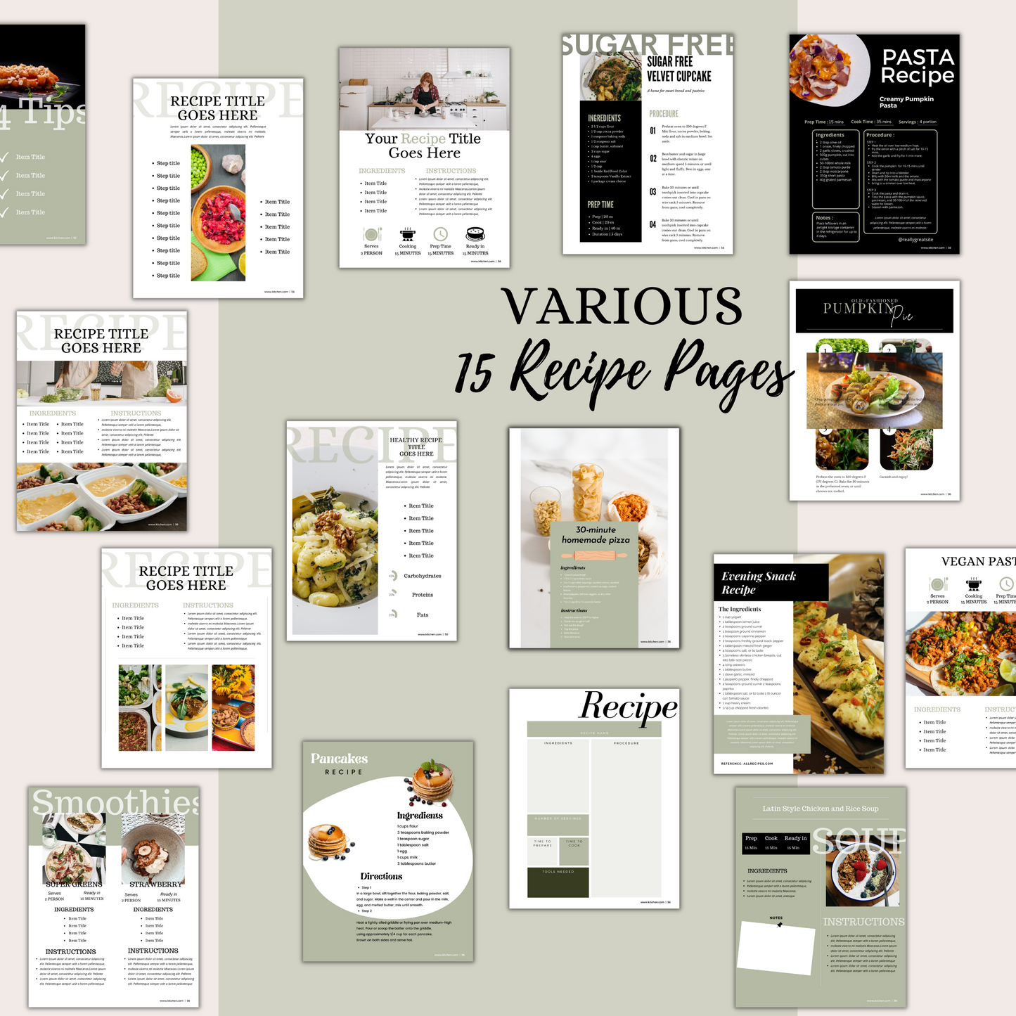 60+ Recipie Cookbook template