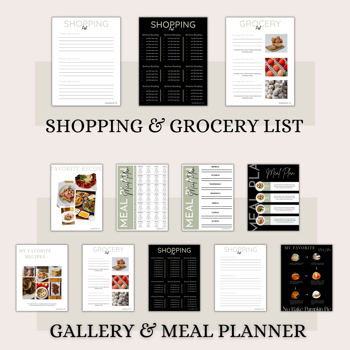 60+ Recipie Cookbook template