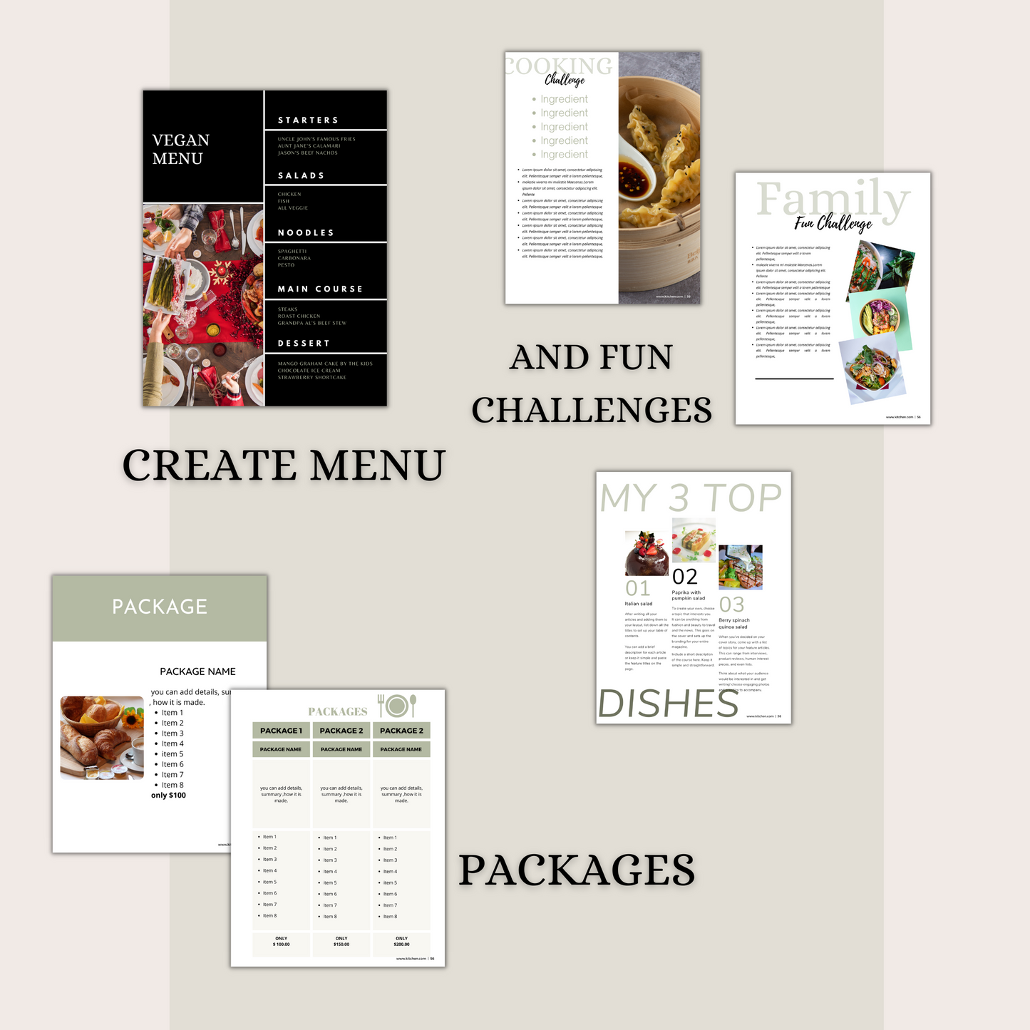 60+ Recipie Cookbook template