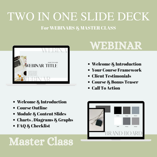 Webinar & masterclass slide deck, wellness coach, online course, online coach, webinar slides, coaching package, course templates, coaching