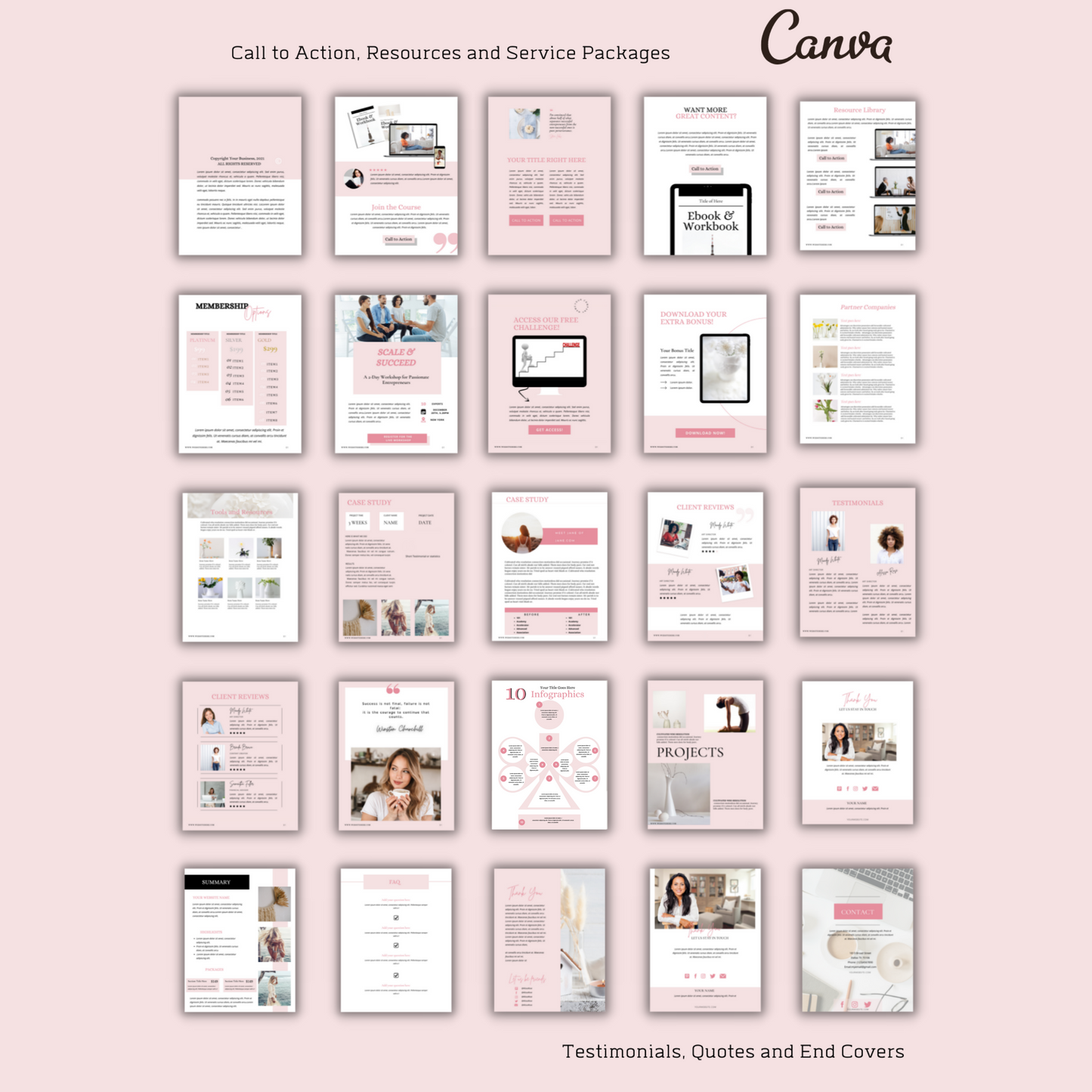 200+ Ultimate Blush pink Ebook/Workbook Template Canva