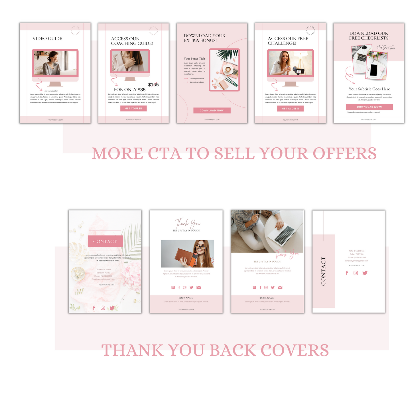 Blush Pink ebook template, workbook template canva, lead magnet template, online coach, online course, coaching session, coaching templates
