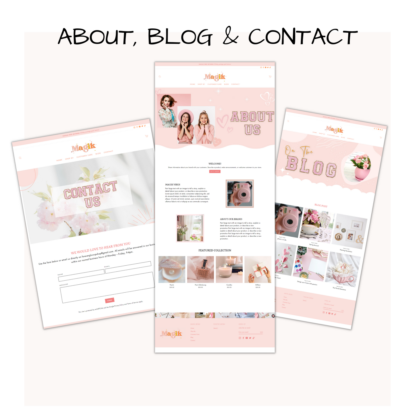 Magik - Pastel Pink Shopify Theme| Stony Clover letters - Shopify Banners - Shopify 2.0 - Theme Template - Bright colors shopify website