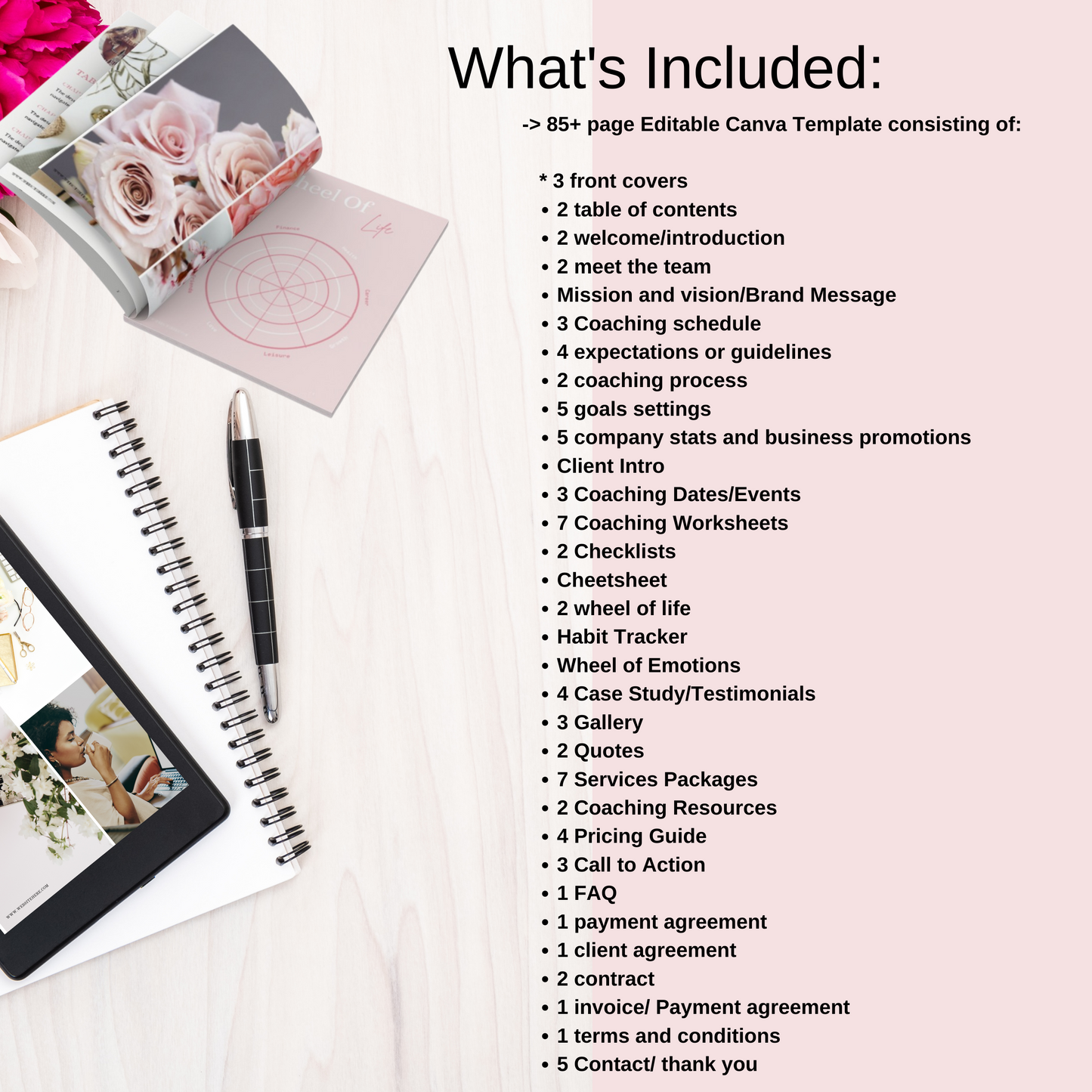Blush Pink Coaching client welcome packet, client onboarding, Coaching Business Templates, Online Course Clients, life coach, business coach
