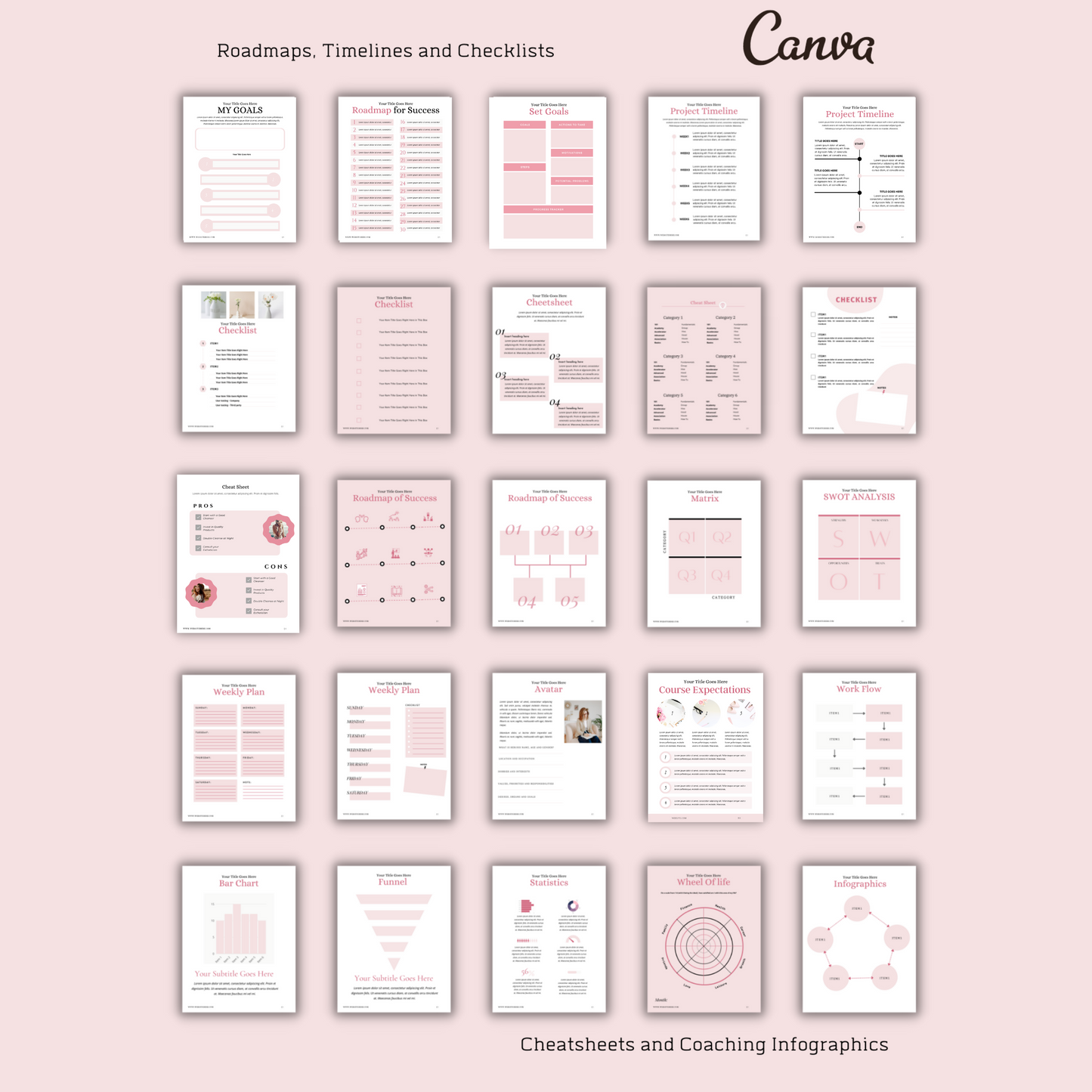 Blush pink Ebook template canva, Workbook template canva, business coaching, life coaching, coaching templates, online coach, online course