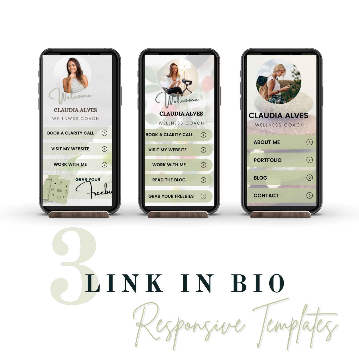 Link In Bio Instagram Template, instagram landing page, mini website, wellness coach, health coach, nutrition coach, food blogger, coaching