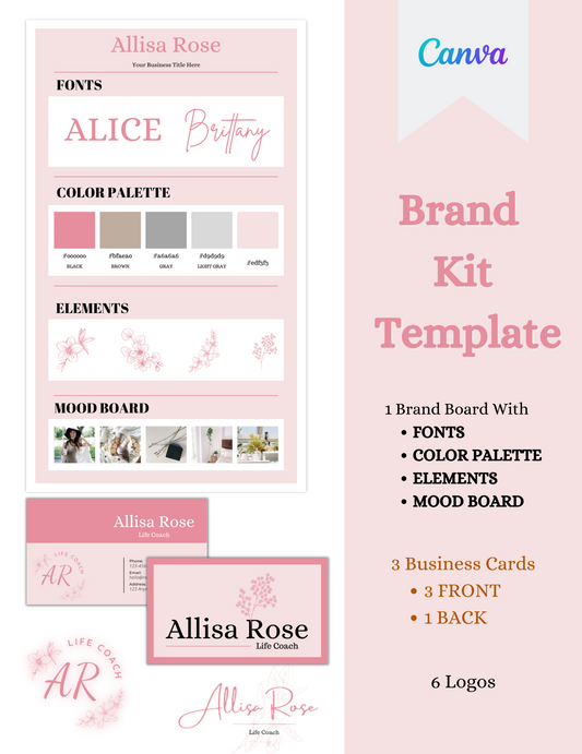 Brand board template for coaching business, Mood Board, Minimal logo design, marketing small business, life coaching, business coaching,