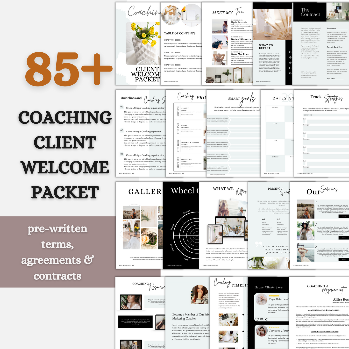 Coaching client welcome packet, client onboarding, Coaching Business Templates, Online Course Clients, life coach, business coach, coaching