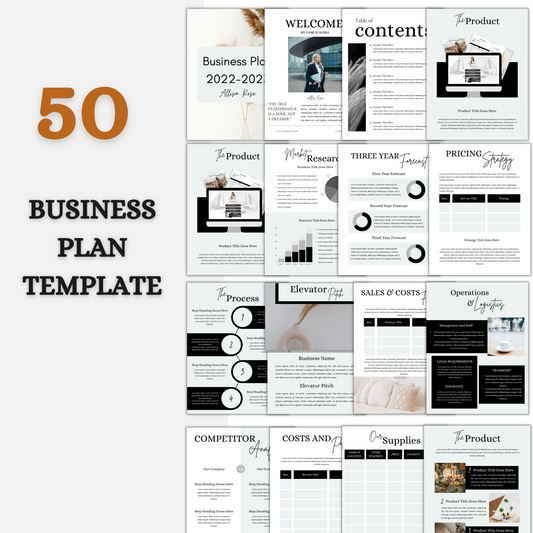 business plan template, online coach, minimal printable business plan,online business plan, marketing small business, online course, blogger