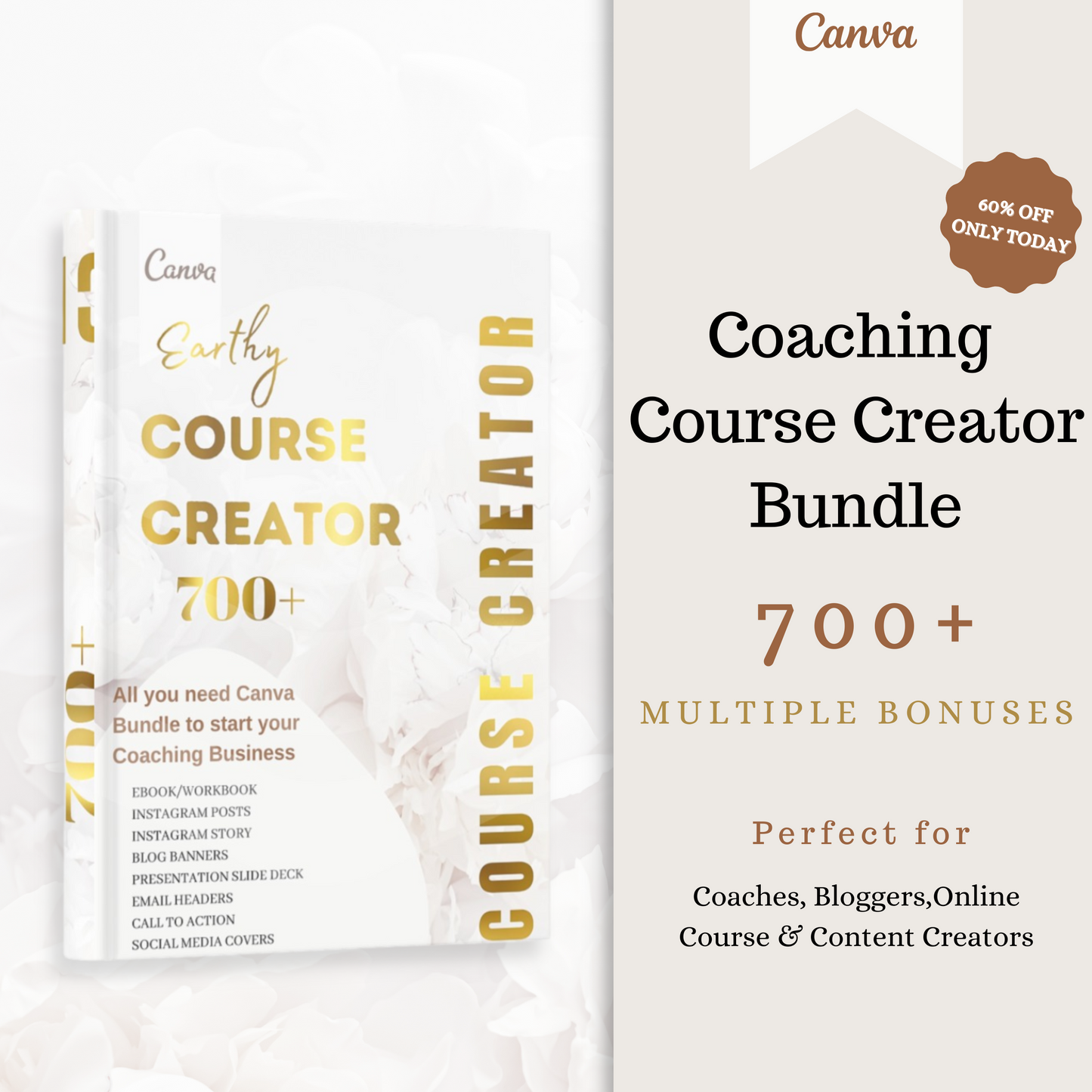 700+ Ecourse bundle, course creator toolkit, ebook template, workbook template, webinar template, online course, coach social media, course slide