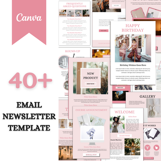 Blush Pink Email Newsletter template for Mailchimp, Email Marketing, online course, online coach, email campaign, marketing small  business