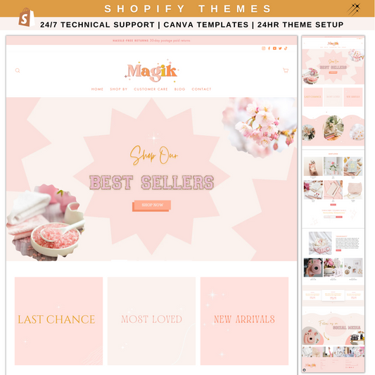 Magik - Pastel Pink Shopify Theme| Stony Clover letters - Shopify Banners - Shopify 2.0 - Theme Template - Bright colors shopify website