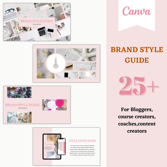 Blush pink brand style guide, Brand guide, Brand guidelines, Brand presentation, slide deck, Brand board template, marketing small business