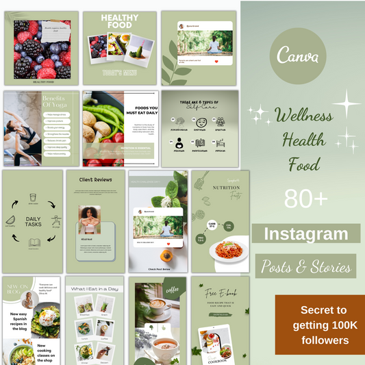 Health,Wellness,Nutrition and Fitness Coach Instagram Templates, Food Blogger instagram engagement posts, coaching, online course engagement