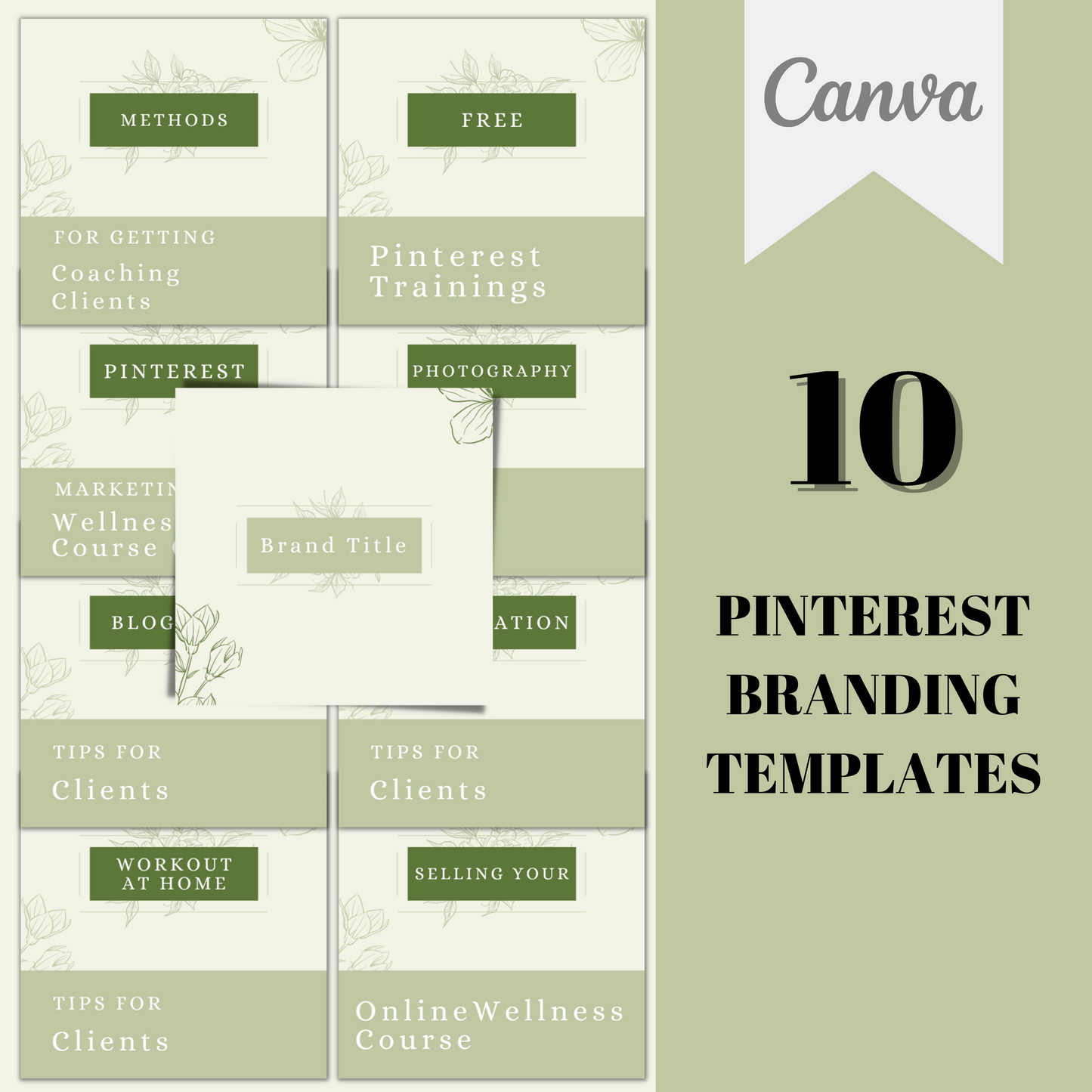 Pinterest board covers canva, online coach, coaching business, online course, pinterest templates, pinterest marketing, pinterest branding