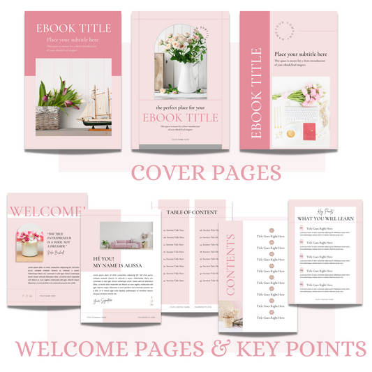 90+ Lead Magnet Blush Pink Ebook/Workbook Template Canva