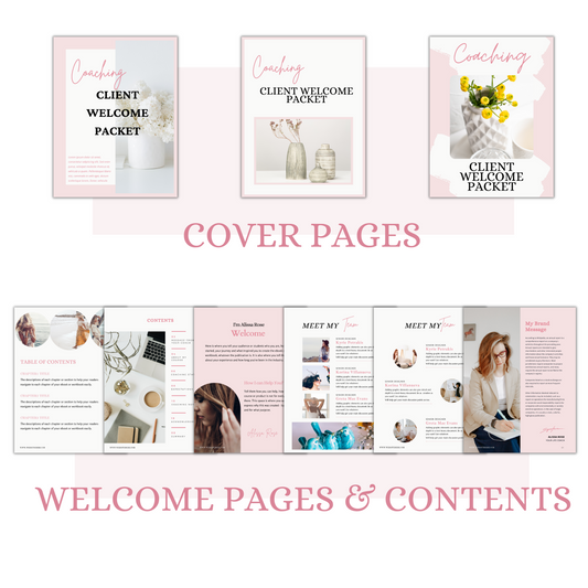 Blush Pink Coaching client welcome packet, client onboarding, Coaching Business Templates, Online Course Clients, life coach, business coach