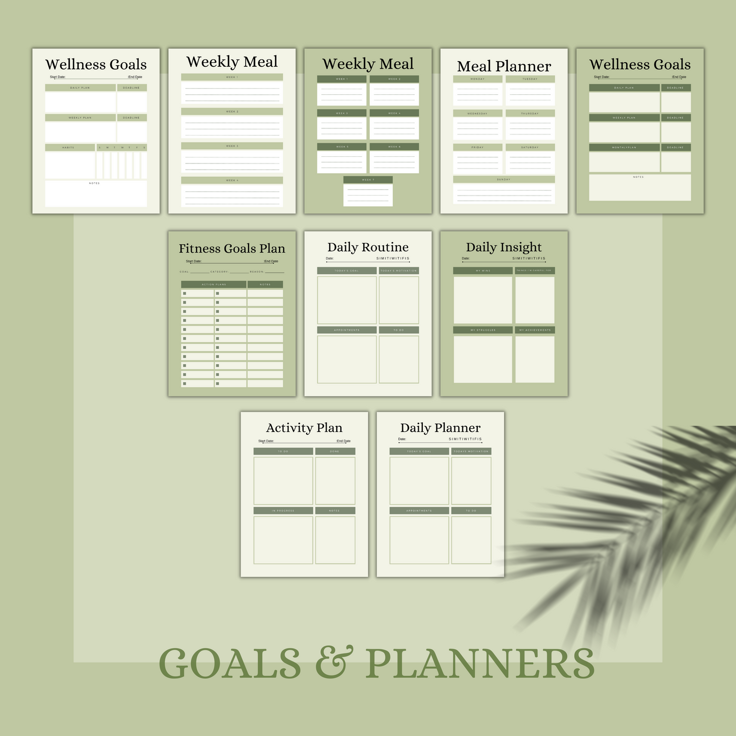 Wellness Planner, Self Care Planner, health planner, fitness planner, Workbook template canva, mood tracker, wellness tracker, habit tracker