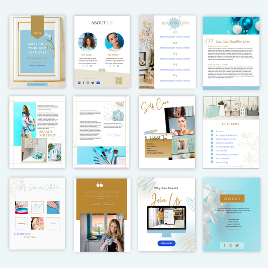 60+ Blue Gold Ebook/Workbook Template Canva