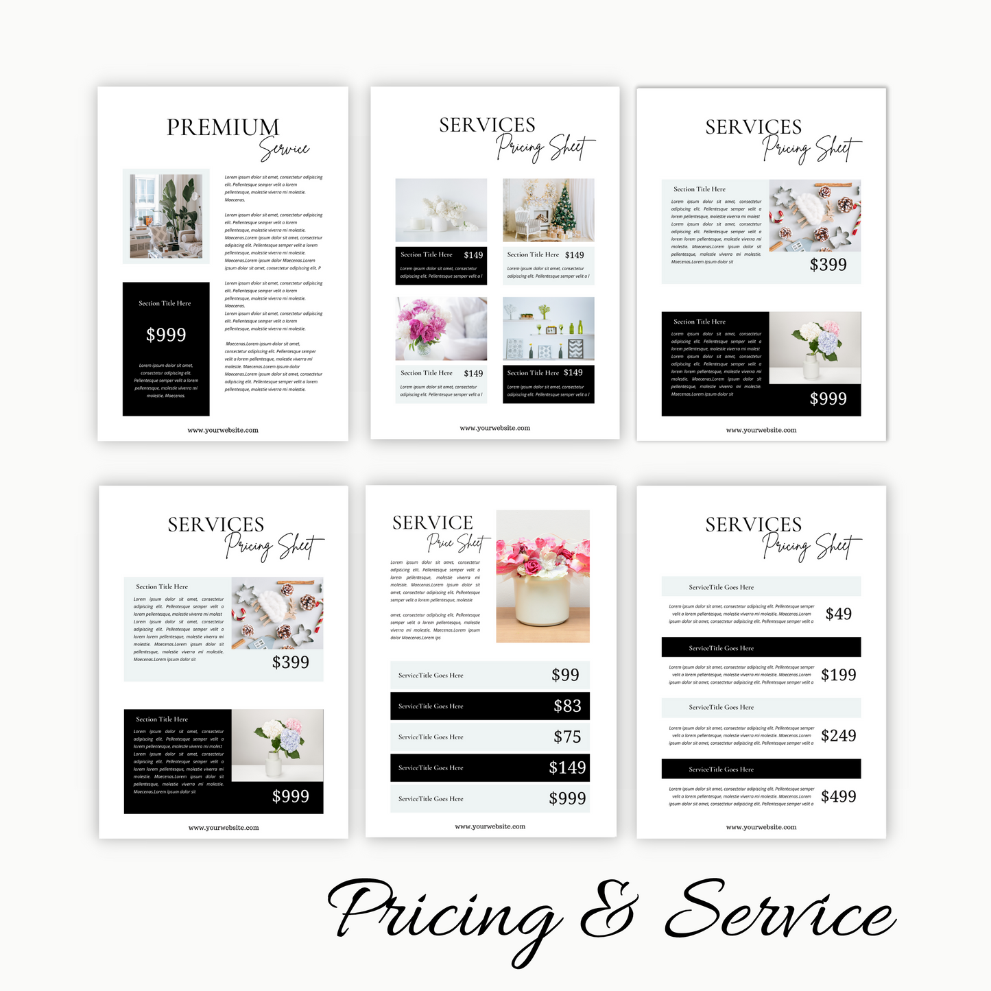 70+ Fully Customizable Minimal Services and Pricing Guide Template Canva