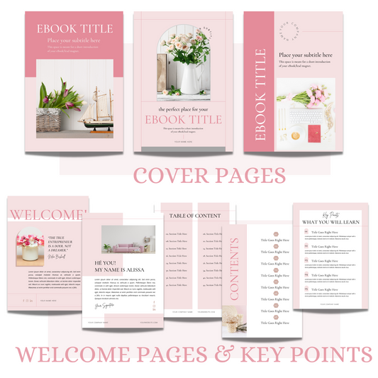 Blush Pink ebook template, workbook template canva, lead magnet template, online coach, online course, coaching session, coaching templates