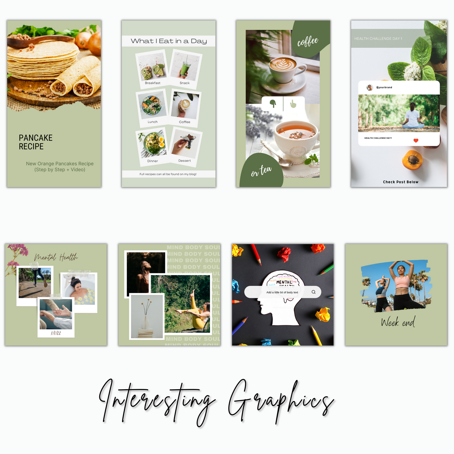 Health,Wellness,Nutrition and Fitness Coach Instagram Templates, Food Blogger instagram engagement posts, coaching, online course engagement