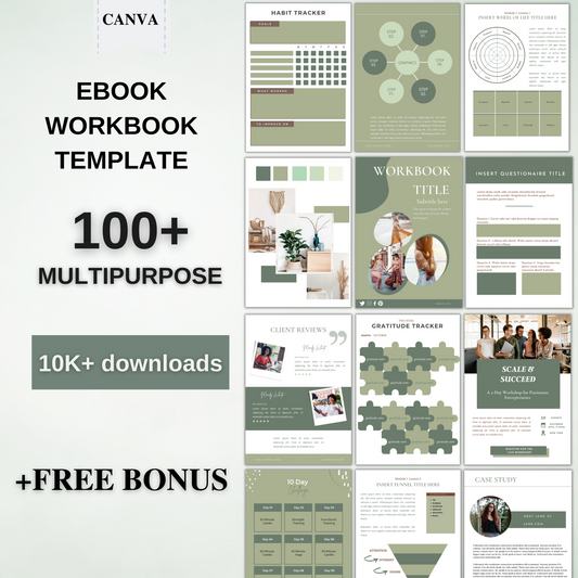 100+ Multipurpose Ebook/Workbook Template Canva