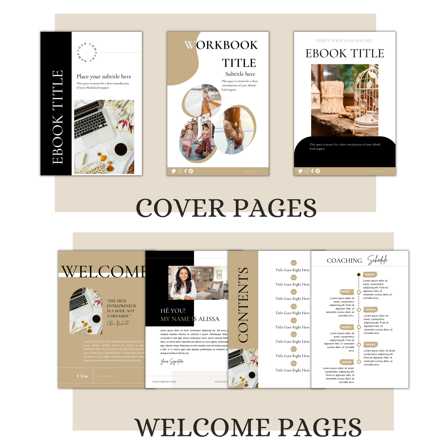 90+ Coach Edition Ebook/Workbook  Template Canva Business Coach