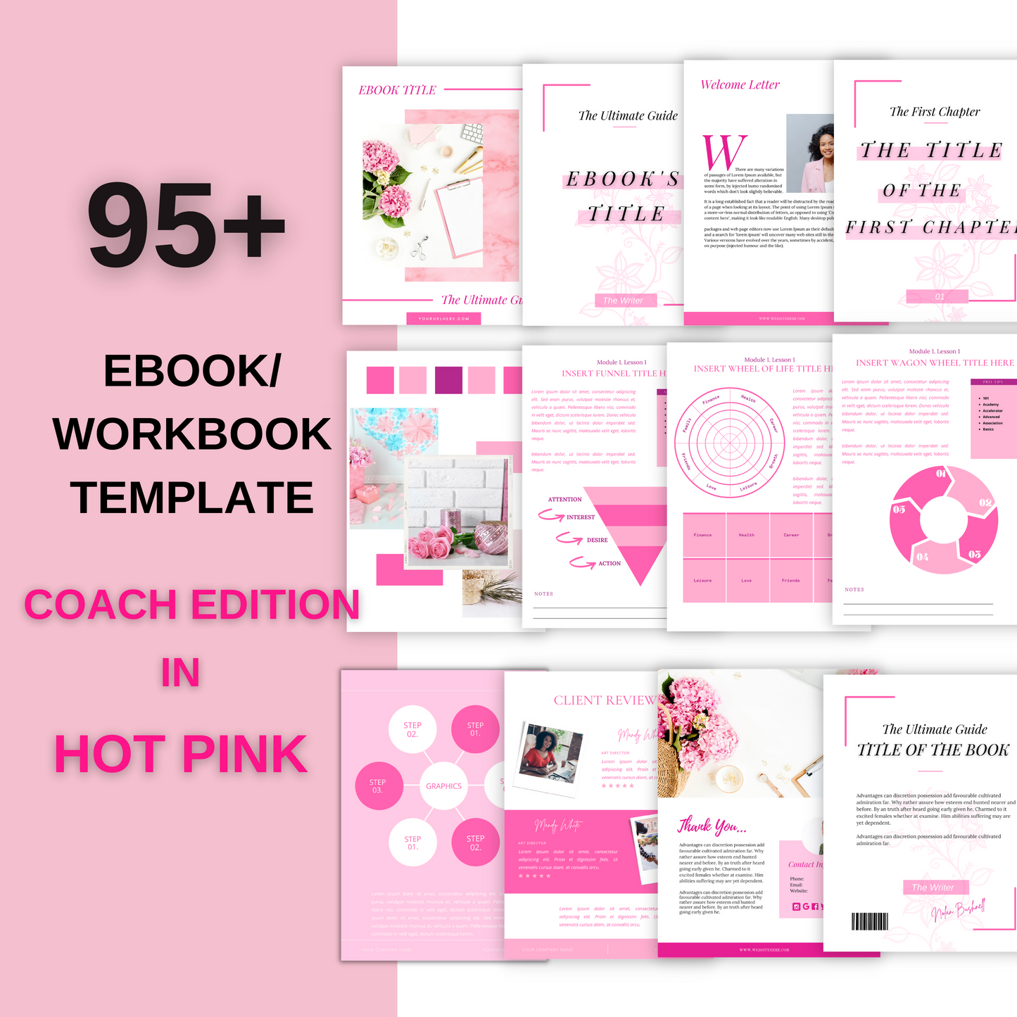 95+ Coach Edition in HOT PINK Ebook/Workbook Template canva